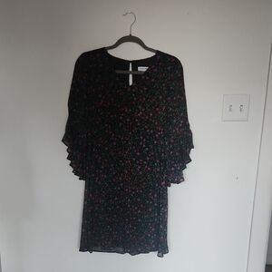 Calvin Klein Floral Midi Dress - Black and Pink